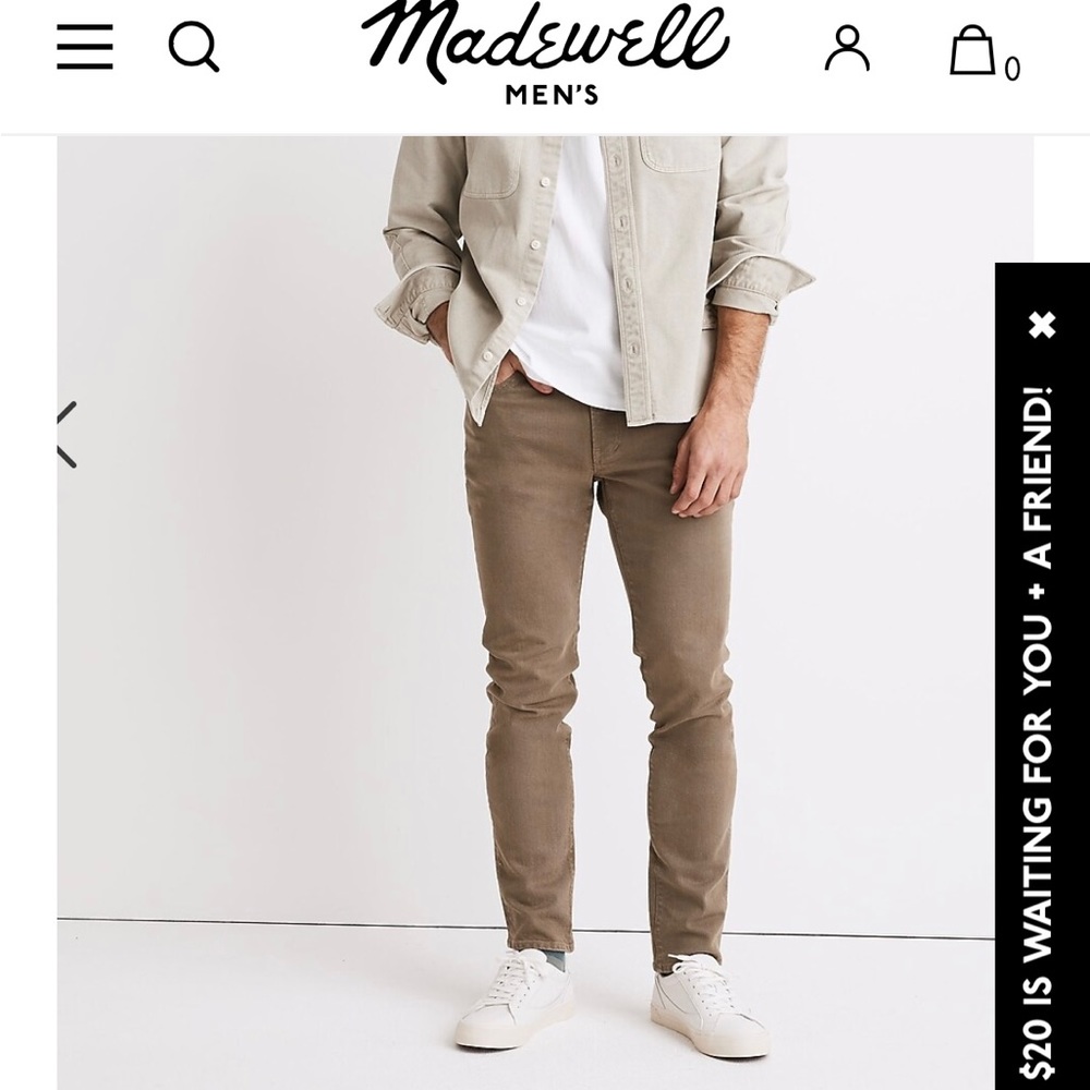 NWT Madewell Garment-Dyed Athletic Slim Jeans
